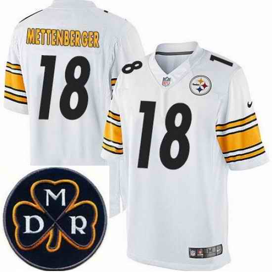 Men's Nike Pittsburgh Steelers #18 Zach Mettenberger Elite White NFL MDR Dan Rooney Patch Jersey
